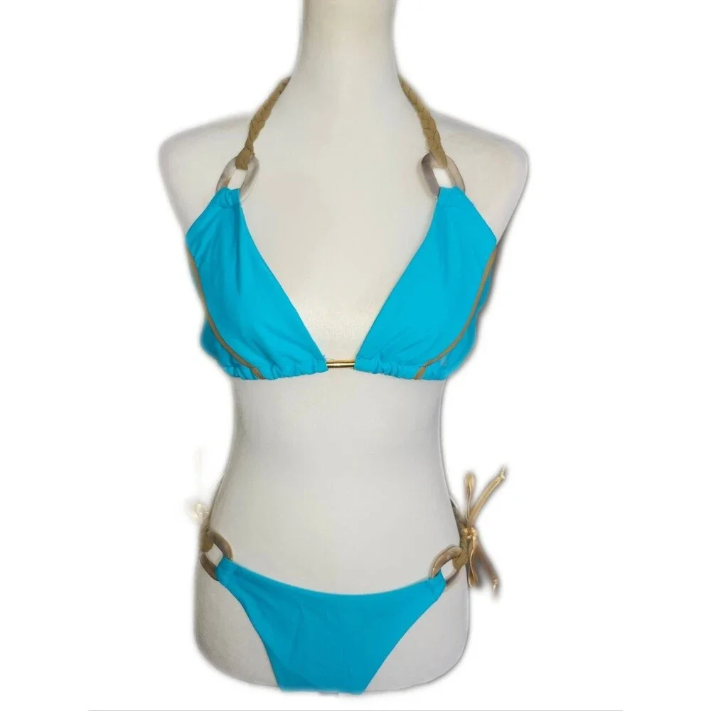 Braided Ring Turquoise Bikini Set - Women Swim